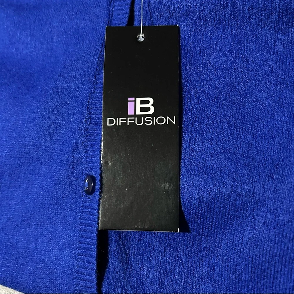 NWT Vintage IB Diffusion Cobalt Blue Button-Up Cardigan Sweater - Size XL - Picture 8 of 9